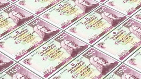 Scotland pound bills stacks background.