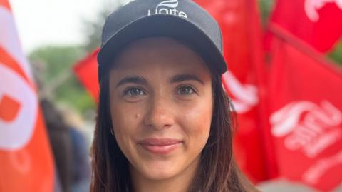 Erin Ballantine pictured during a strike at Stormont