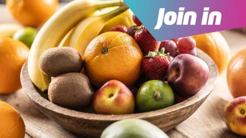 A fruit bowl with a "join in" logo on the picture