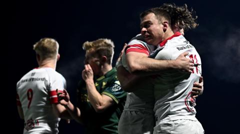 Zac Ward celebrates one of his two tries