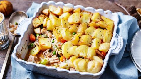 Image of leftover turkey and potato pie from BBC Food.