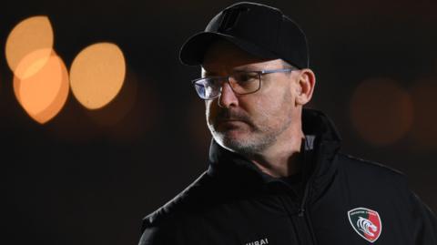 Head coach Dan McKellar on the sidelines for Leicester Tigers