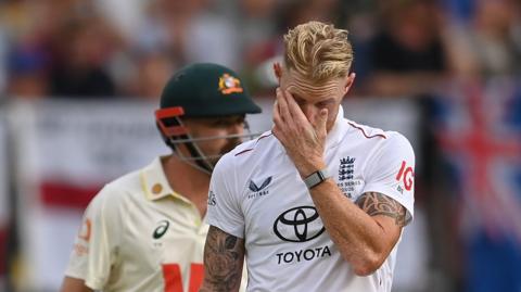 England captain Ben Stokes looks dejected