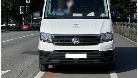 A Cardiff council vehicle spotted on a cycle lane on East Tyndall Street in Cardiff