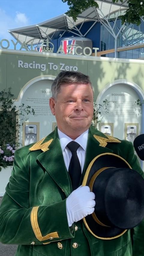 Greencoat Ian Robinson at Royal Ascot performing the their special salute