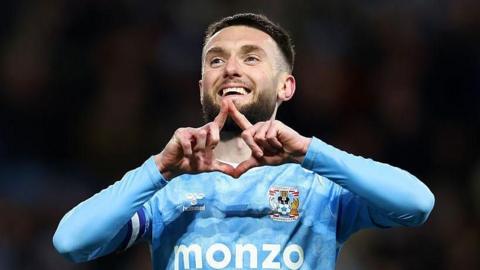 Matt Grimes celebrating a goal for Coventry City