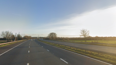 The M5 near Bridgwater. The road is quiet and the sun is shining.