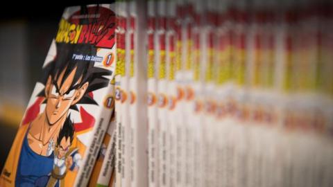 Dragon Ball Z comic on a shelf