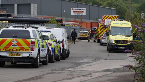 Emergency service vehicles in Sheepbridge Lane, Chesterfield