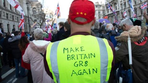 Pro-Leave protestors in London in December 2018