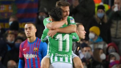 Juanmi celebrates for Real Betis