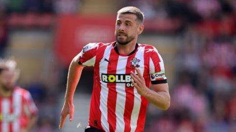 Jack Stephens running during Southampton's 3-0 Premier League defeat by Manchester United on 14 September