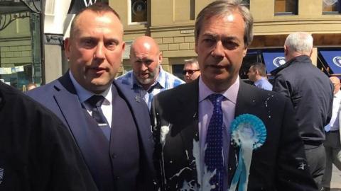 Paul Crowther admitted attacking the Brexit Party leader in Newcastle.