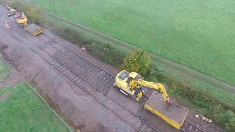 Repair work to the Abergavenny to Hereford railway line
