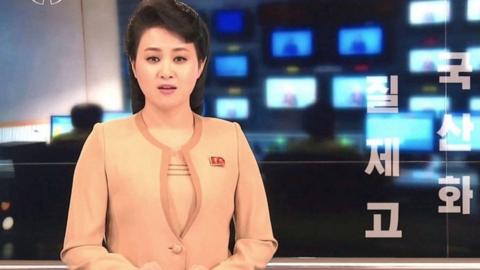 A female presenter on North Korean Central Television