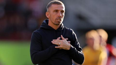 Wolverhampton Wanderers manager Gary O'Neil reacts following the team's defeat to Brentford 