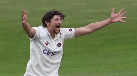 Northamptonshire bowler Jack White appeals