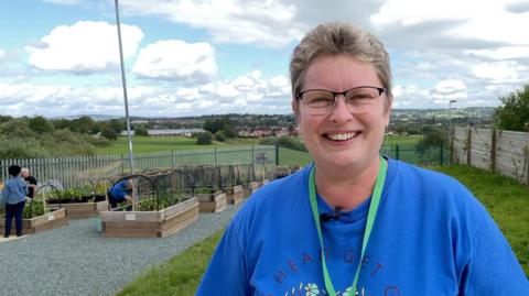 Paula Rowcliffe from Birches Head Get Growing at one of the three allotments