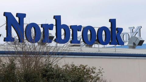 Signage that reads Norbrook at the company's Newry headquarters