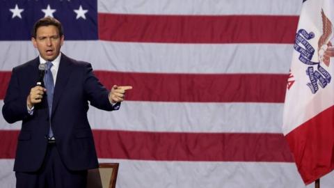 Florida Gov. Ron DeSantis speaks to Iowa voters during an event at the Iowa State Fairgrounds on March 10, 2023 in Des Moines, Iowa.