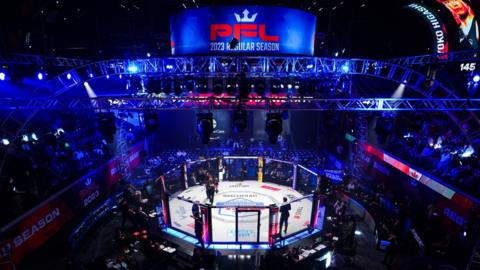 An overview of the PFL cage at an event in Atlanta, Georgia in June.