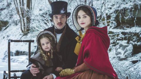 Tom Hughes, Jenna Coleman and child in the Victoria Christmas special