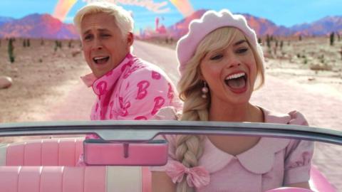 Margot Robbie as Barbie and Ryan Gosling as Ken