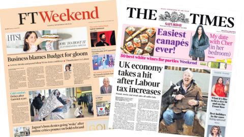 The FT Weekend and the Times front pages