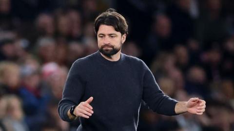 Russell Martin, Manager of Southampton reacts on the touchline during the Premier League match between Southampton FC and Tottenham Hotspur FC at St Mary's Stadium on 15 December 2024