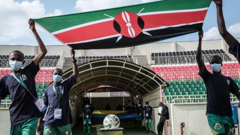 A Kenyan flag at a football match