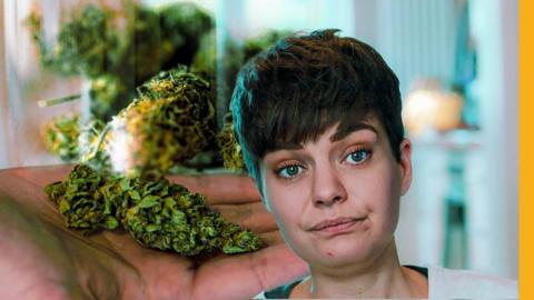 Carly Barton holding cannabis flowers