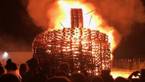 The bonfire at Avoniel Leisure Centre