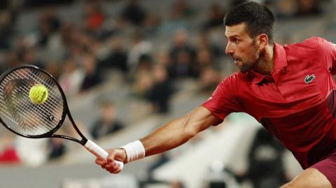 Novak Djokovic in action at the French Open