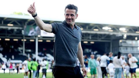 Marco Silva waves towards the supporters