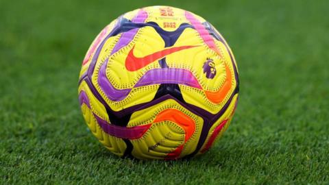 Premier League match ball on the grass