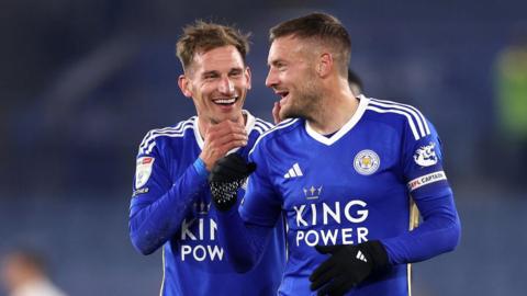 Jamie Vardy (right) with Marc Albrighton