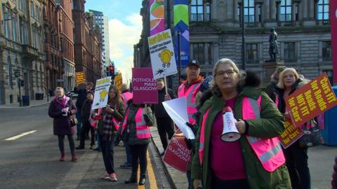 Some protestors joined on foot while others drove vehicles to the Glasgow city centre demonstration.