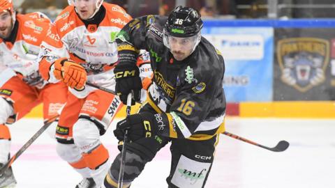 Kristoff Kontos in action for Nottingham Panthers against Sheffield Steelers