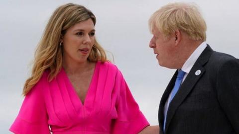 Carrie and Boris Johnson at the G7 in June