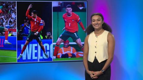 Nina  in the Newsround studio