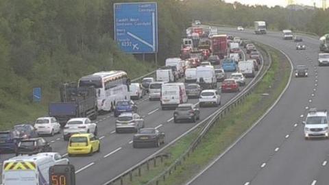 Traffic queues at junction 33