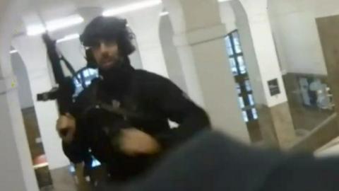 Armed police officer in Prague