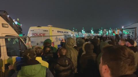 Angry Celtic fans outside Celtic Park