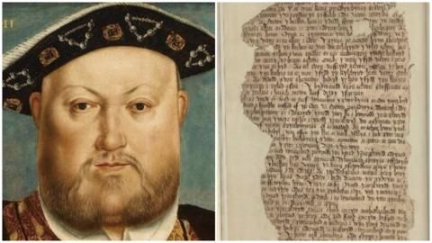 Henry VIII and a piece of the Elis Gruffudd chronicle