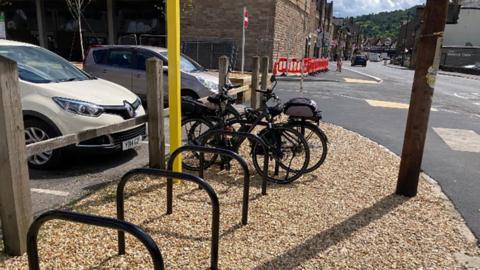 New cycle parking outside a town bus station