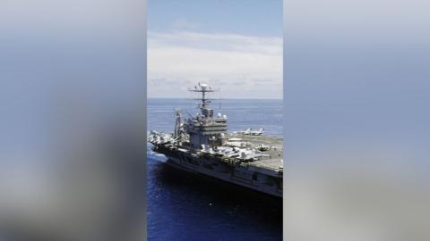 The USS Lincoln at sea.