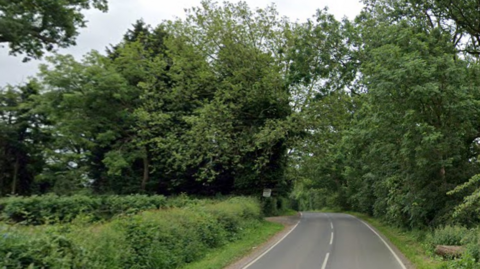 Rouncil Lane has trees and bushes wither side of it