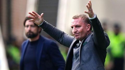 Russell Martin and Brendan Rodgers at Ibrox