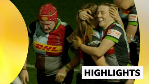 Harlequins players celebrating try
