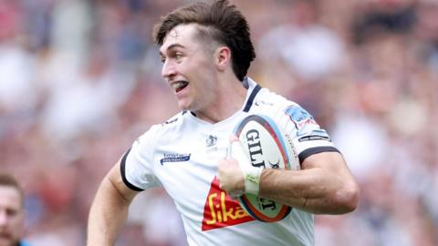 Campbell Ridl runs in to score a try for Exeter at Twickenham